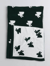 Little Angels Little Angels Reversible Blanket Woollen Perfect Nursery Essential with Rabbit Design Green & White Blanket Blanket & Swaddle 2 in 1 Green & White Reversible Rabbit Design Blanket 0-2Y / Green & White / Baby Wool